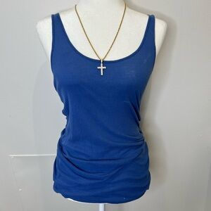 Vintage Y2K Abercrombie & Fitch Blue Ribbed Racerback Tank Top Medium